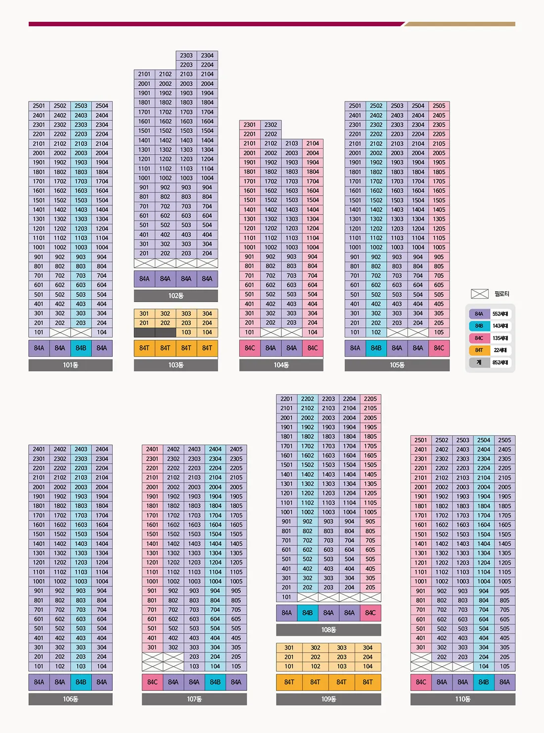 사상 더파크 비스타동원 동·호수 배치도